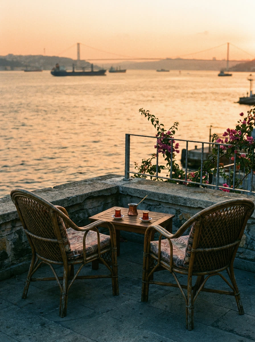 Boğaz manzaralı teras